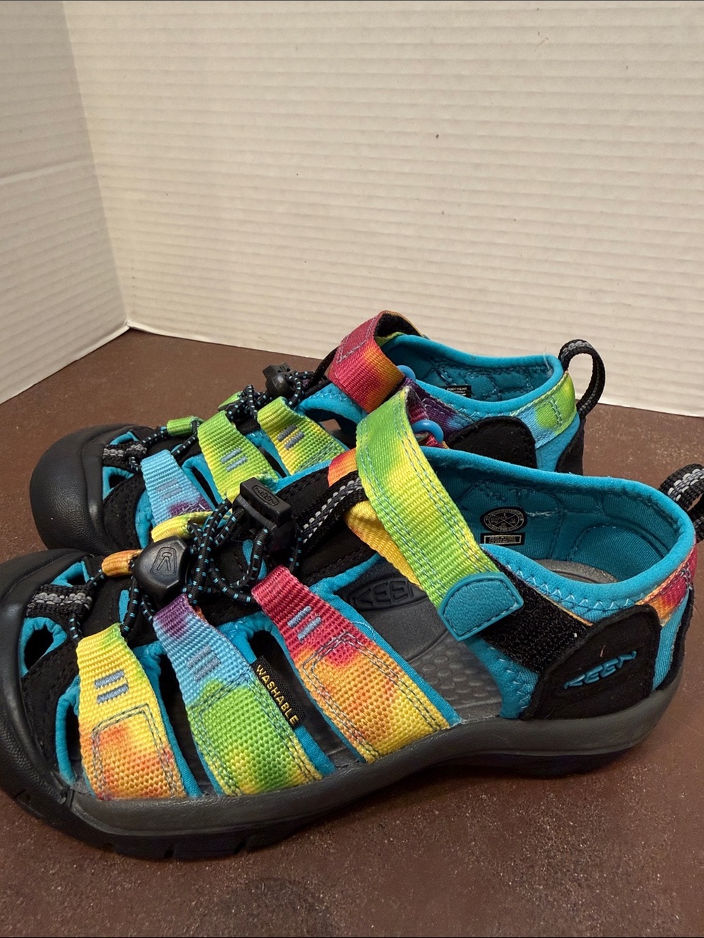 KEEN Newport H2 Kids' Multicolor Tie-Dye Sandal - Blue/Yellow